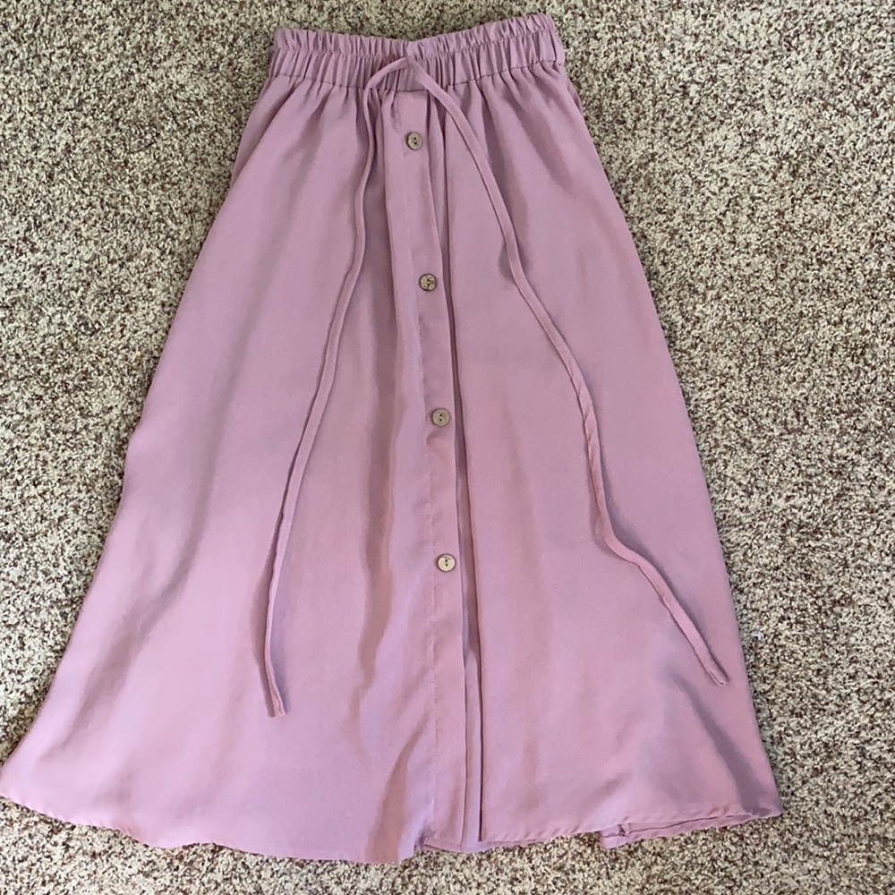 Long pink flowy skirt